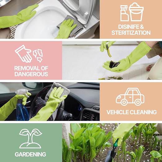 Rubber Dishwashing Gloves, Non-Slip Kitchen, 3 Pairs | Korean natural latex - Image 4
