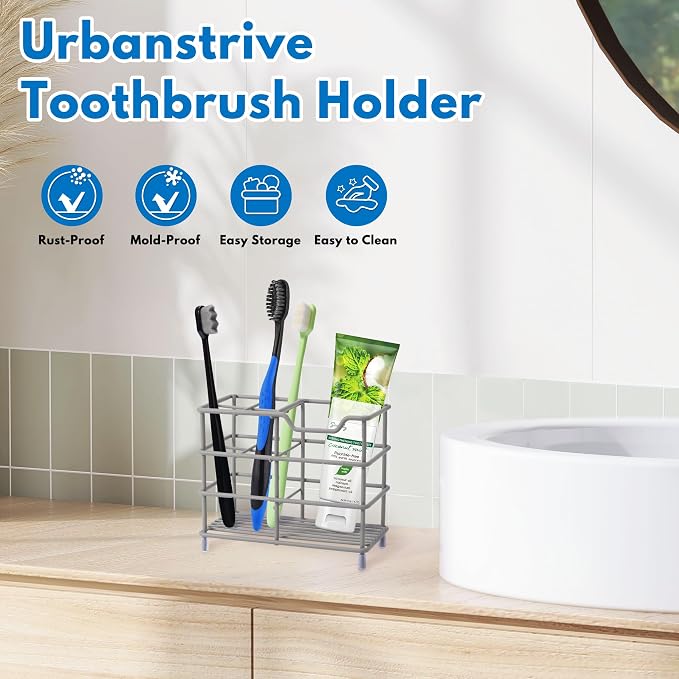 Toothbrush Holders for Bathrooms 304 Stainless Steel Quick Drying Grey | - Image 8