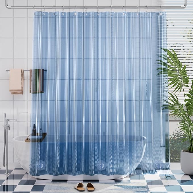 AmazerBath Premium EVA Shower Curtain Clear Blue, Luxury Shower Curtain Blue by AmazerBath