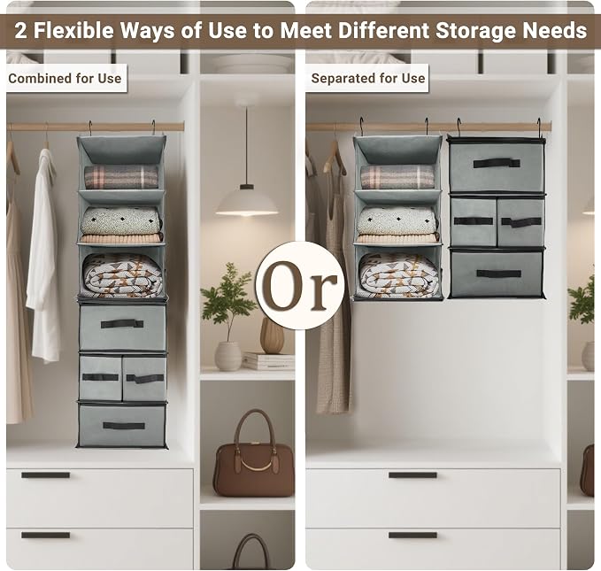2-in-1 Durable 6-Tier Hanging Closet Organizer - Image 4