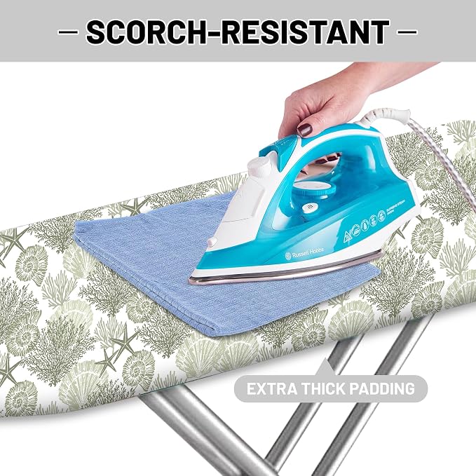 Extra Thick Ironing Board Cover and Pad, Coastal Summer Beach Coral Starfish - Image 4
