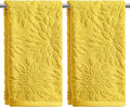 Artoid Mode 2 Pcs Yellow 3D Dahlia Floral Jacquard Hand Towels by ArtoidMode
