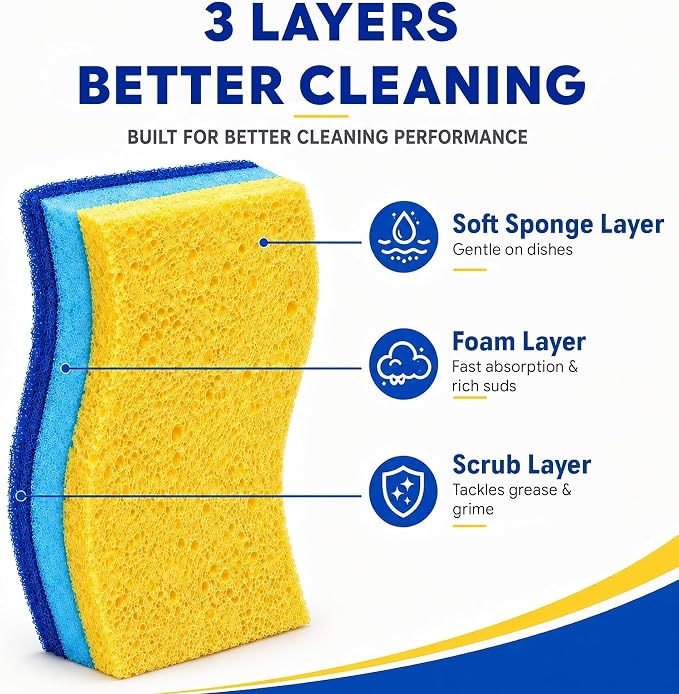 12 PCS Sponges Kitchen, Non Scratch Scrub Sponges - Image 3