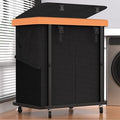 Laundry Basket with Wheels, 190L Leather Patchwork Laundry Hamper 2 Setion by Unlockyourhomestoragelife