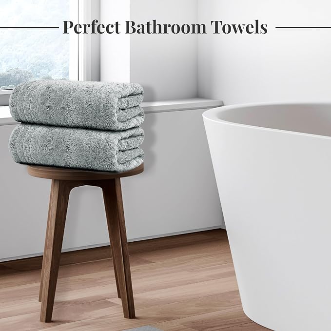 8 Piece Towel Set, 2 XL Bath, 2 Hand, 4 Washcloth, Cool Grey | 100% Cotton - Image 4