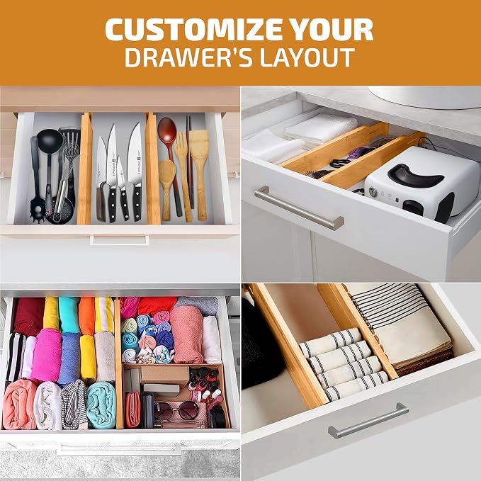 4-Pack Bamboo Drawer Dividers - Image 4
