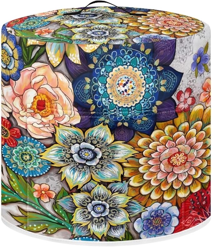 Xoenoiee Boho Floral Blossoms Pattern Pressure Cooker Cover for 3 qt Instant Pot, Kitchen Appliance Dust Cover with Pockets for Rice Cooker Air Fryer Slow Cooker