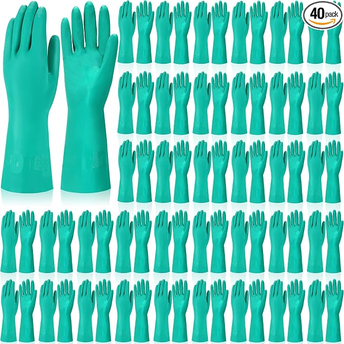 Potchen 40 Pairs Chemical Resistant Gloves 15 Mil Nitrile Gloves by Potchen