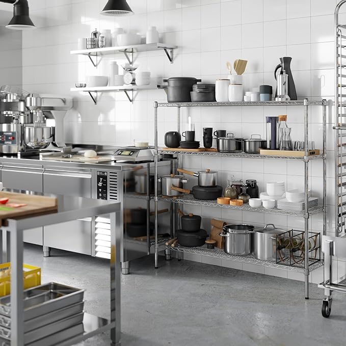 14" Deep x 54" Wide x 54" Height Wire Shelving Kit | 4-Tier | NSF Commercial Storage Rack Unit