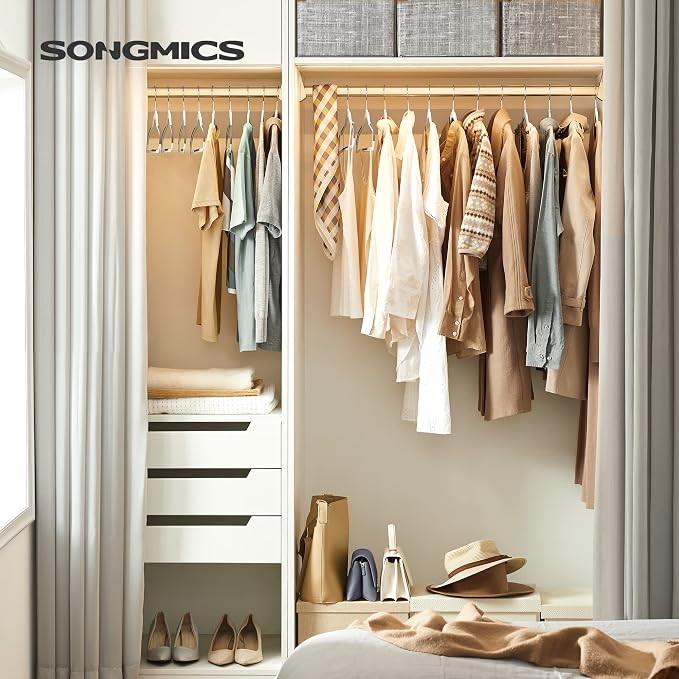 SONGMICS Plastic Clothes Hangers, Space-Saving | 0.2 Inches Thick, 17.7 Inches - Image 2