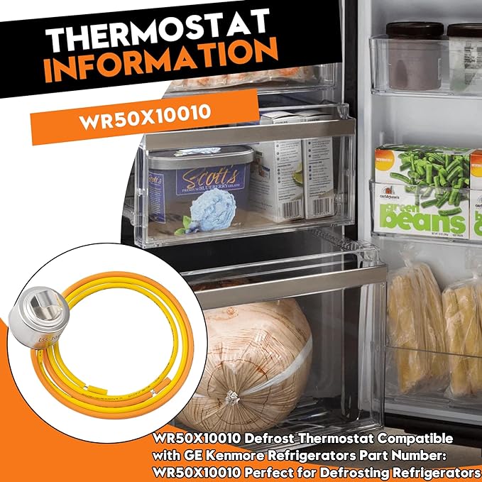 WR50X10010 Defrost Thermostat for GE, Kenmore Refrigerators, Compatible with 37TV31 Thermostat in HotPoint Refrigerators, Replaces AP2071285, 880016, AH303434, EA303434, PS303434, WR50X0131, WR50X131