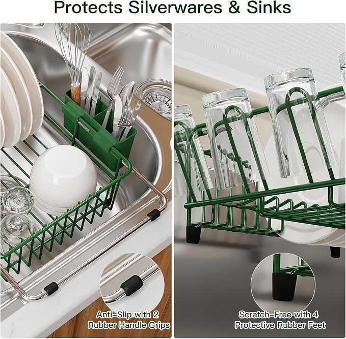 Green Dish Drying Rack Over The Sink - Image 6