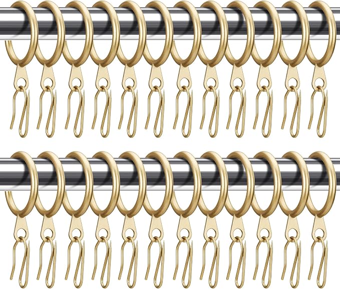 Hotop 60 Pcs 0.98 Inch Curtain Ring and 60 Pcs Pin Hook, Champagne Gold | Metal by HOTOP
