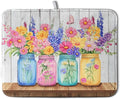 Daisy Dish Drying Mat for Kitchen Counter Spring Summer Flowers Vases Dishes by Kwlegh