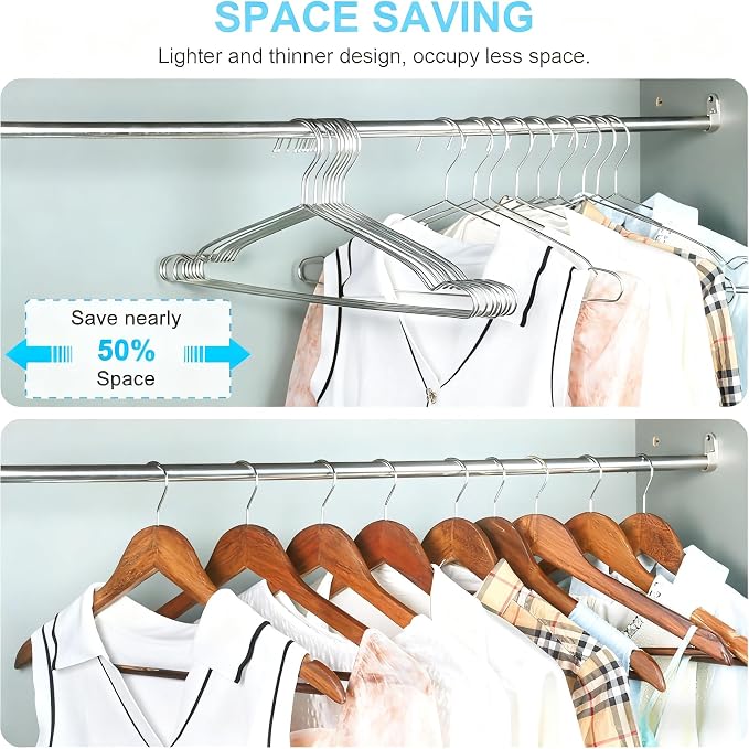 Seropy Coat Hangers Clothes 10 Pack Wire Hangers Heavy Duty Stainless Steel - Image 3