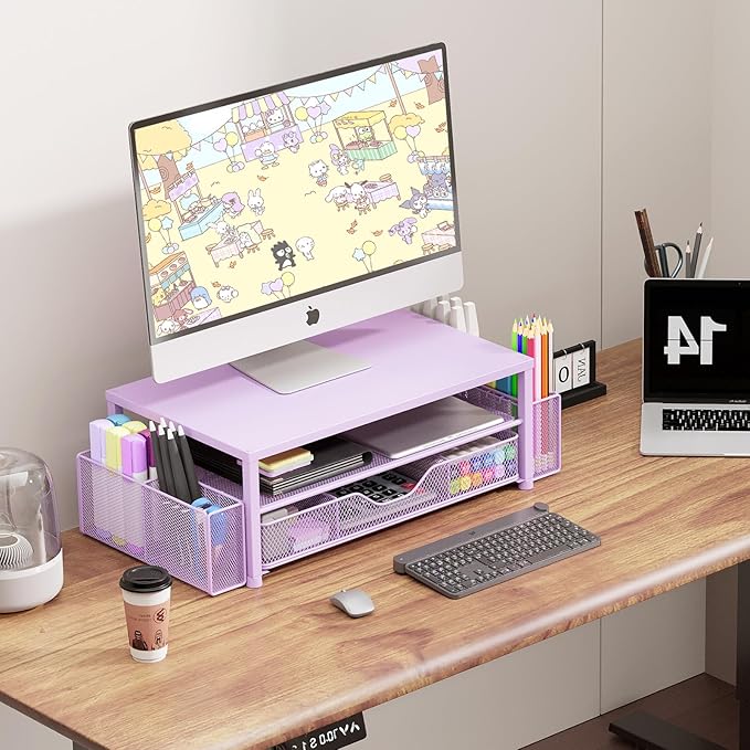 Desk Organizer and Accessories, 2-Tier Computer Monitor Stand Riser - Image 5