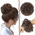 FESHFEN Large Messy Bun Hair Piece - Wavy Synthetic Chignon Scrunchies Elastic Ponytail Hair Extensions Thick Hairpieces for Women, Brunette Brown 1.94oz