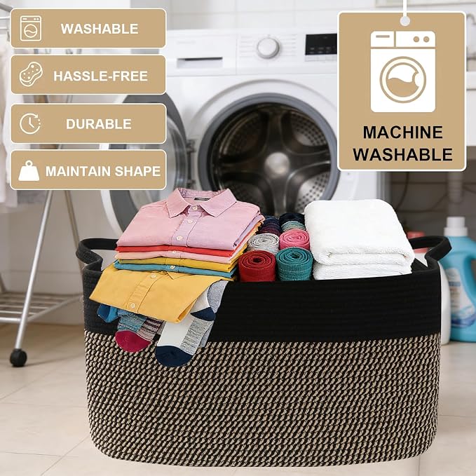 96L Laundry Basket with Handles, Extra Blanket Basket - Image 7