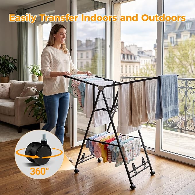 Clothes Rack, 3-Tier Drying Hanger, - Image 8