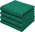 Homaxy 100% Cotton Waffle Weave Kitchen Dish Towels 4-Pack, Dark Green | 13 x by Homaxy