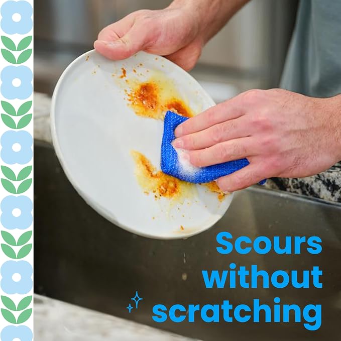 Scotch-Brite Blooms Dobie Scrubbing Pad, 2 Pack | Non-Scratch Kitchen Sponge - Image 5