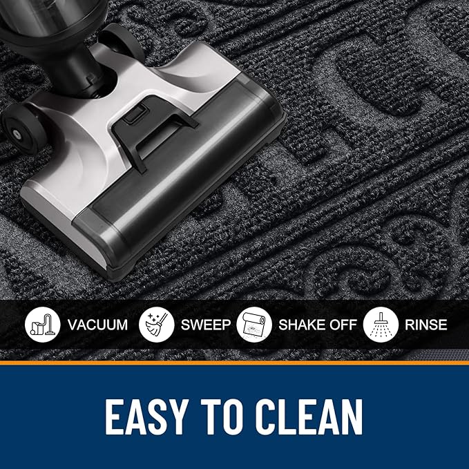 OLANLY Welcome Door Mat Indoor Outdoor Entrance, Heavy Duty Sturdy Front Door Mat, Waterproof All-Weather Doormat, Stain Resistant, Low Profile, Easy Clean Patio Entryway Mat, 36 x 24, Black