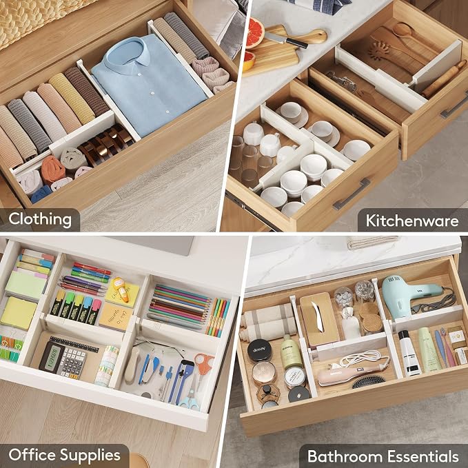 Lifewit 4" High Upgrade Drawer Divider, Adjustable Drawer Organizer Clothes | - Image 8
