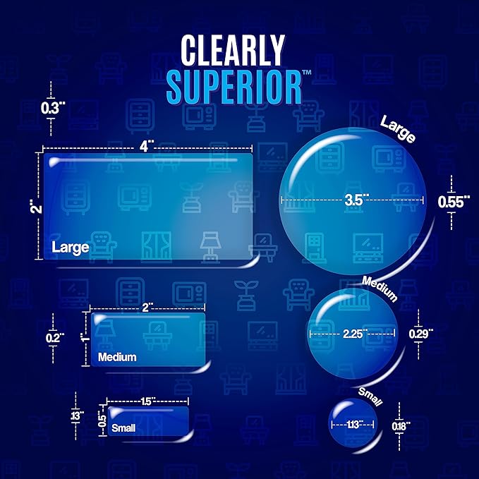 Gel Bumpers - Rectangle Variety Pack of 18 Small, Medium & Large – Low Profile - Protects Surfaces & Quiets Contact - Prevents Damage to Walls, Furniture, Appliances. - Peel & Stick
