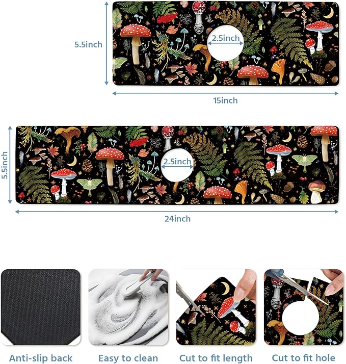 Patterned Sink Faucet Mat Kitchen Splash Guard Super Absorbent Drying Mat - Image 3