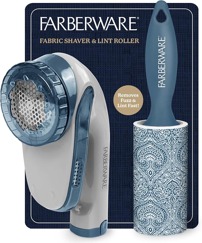 Farberware Fabric Shaver & Lint Roller Set, Portable | Sticky sheets lift pet by BestBrands