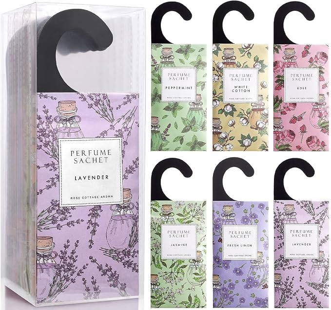 Large 12 Packs Hanging Scented Sachets Long-Lasting Closet Deodorizer Air by ROSECOTTAGE