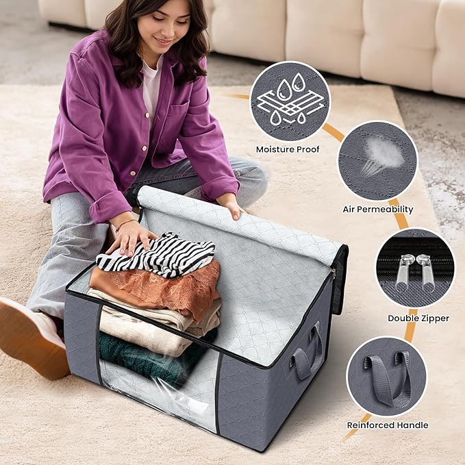 6 Pack Storage Bags for Clothes Blanket Storage Bins - Image 4
