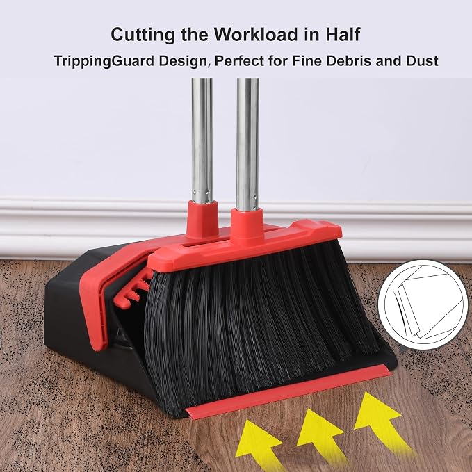 Broom and Dustpan Set for Home, ZeroGap Lip, Upright Storage Broom Combo for - Image 6