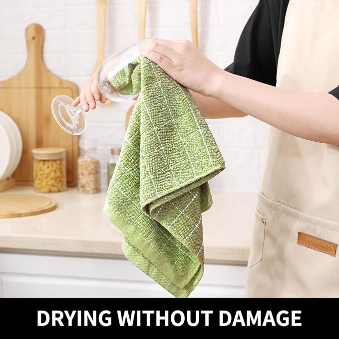 Homaxy 100% Cotton Terry Kitchen Towels, Large 6 Pack, Sage Green - Image 4