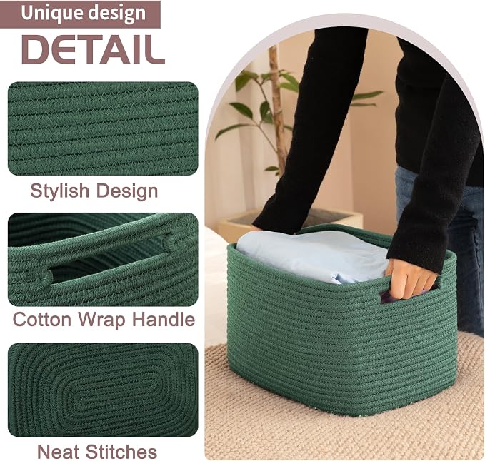 OIAHOMY 4 Pack Storage Baskets for Organizing 15L Cube Storage Bins Green - Image 3