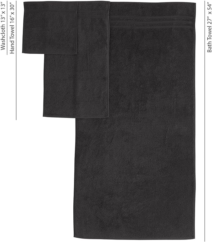 Black 6 Pack Bath Towels Sets Linen - Image 7