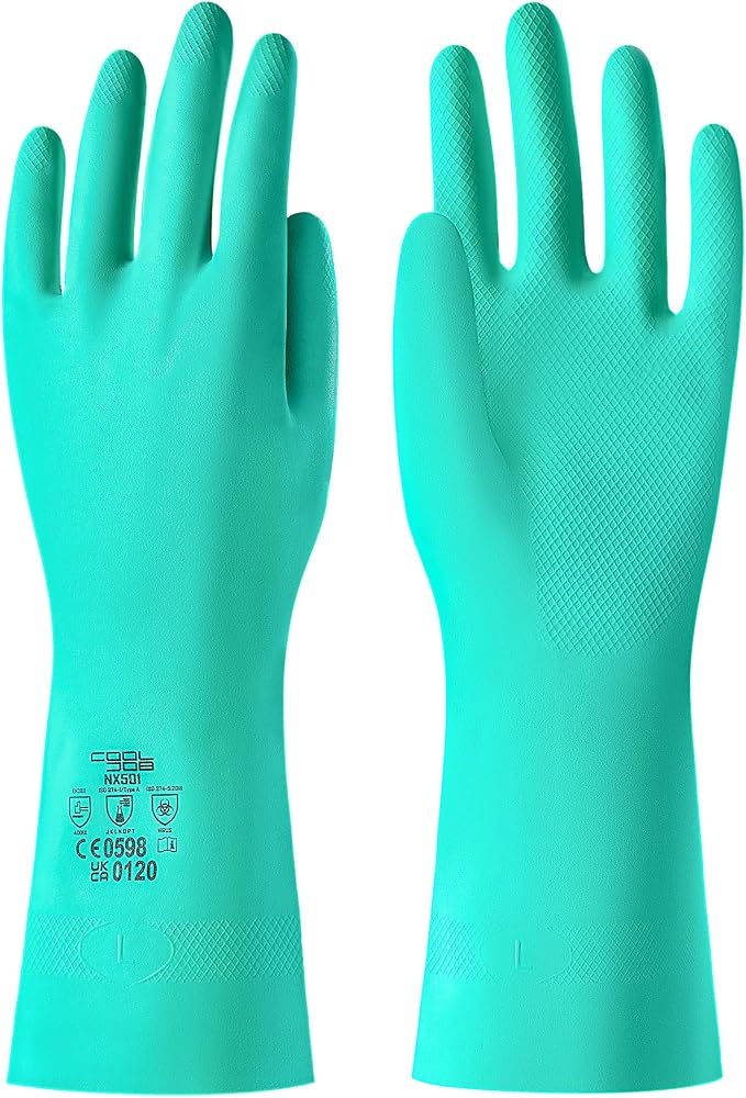 COOLJOB 18 Mil Chemical Resistant Nitrile Gloves 13" Long, Resist Household Acid by COOLJOB