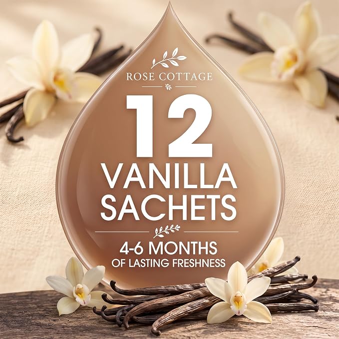 Large 12 Packs Vanilla Hanging Scented Sachets Long-Lasting Closet Deodorizer - Image 6