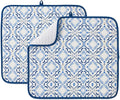 FRESHMINT Dish Drying Mats 2 Pack, Morrocan Tile | Quick Dry, Ultra Absorbent by FRESHMINT