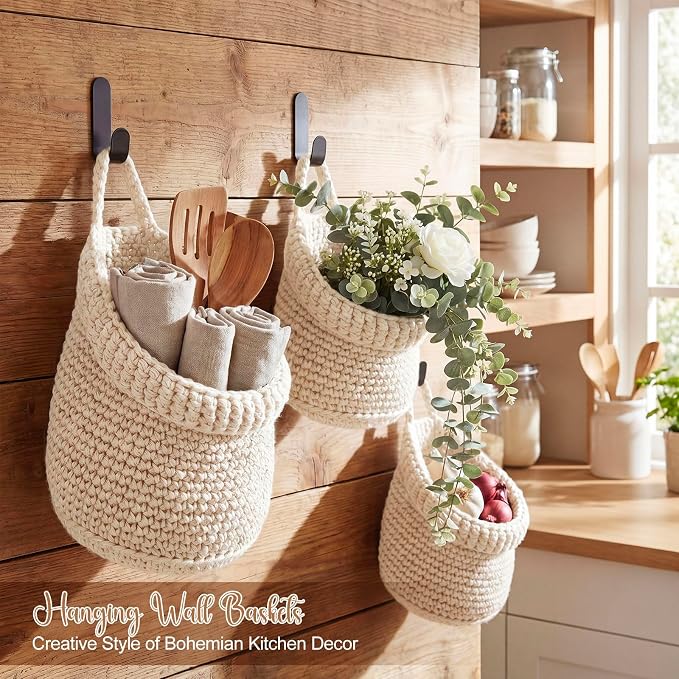 Honeydak 3 Hanging Baskets, Cotton Rope - Image 5