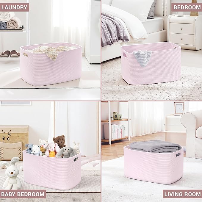 86L Large Woven Laundry Basket Hamper - Image 3