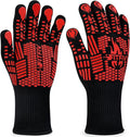 BBQ Gloves, Oven Gloves, 1472°F Extreme Heat Resistant Barbecue Gloves, Silicone Non-Slip Oven Mitts, Kitchen for Cooking, Grilling, and Baking (Red)
