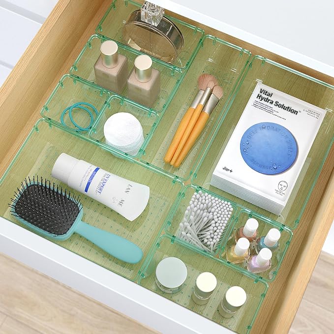 13 PCS Plastic Drawer Organizers Set, 4 Size Desk Drawer Organizer Trays | 4 - Image 5