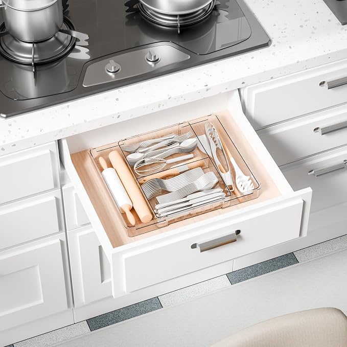 Yieach Expandable Desk Drawer Organizer Tray, 1.8 Inch High Junk Drawer - Image 8