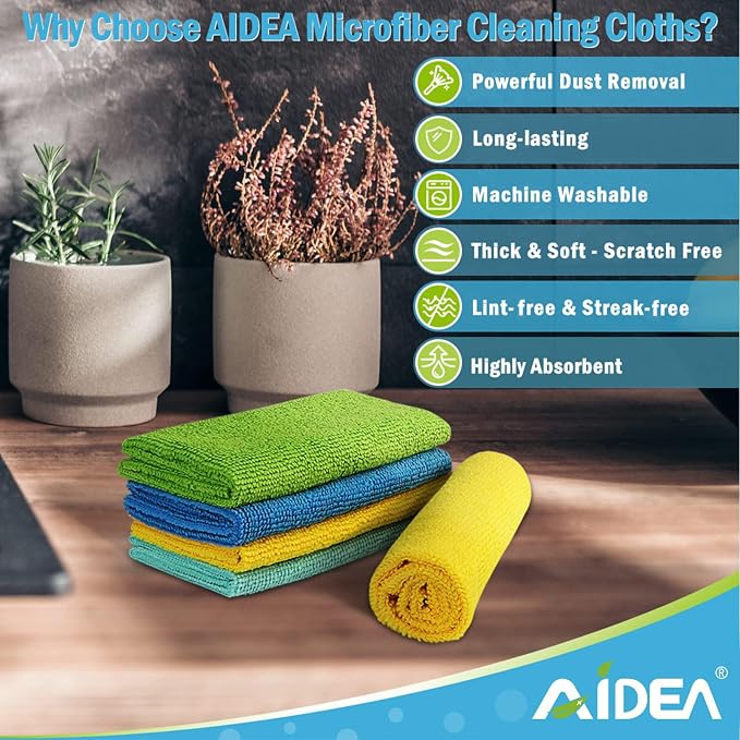 AIDEA Microfiber Cleaning Cloth, Soft Absorbent Rags, Shop Towels, Microfiber - Image 7