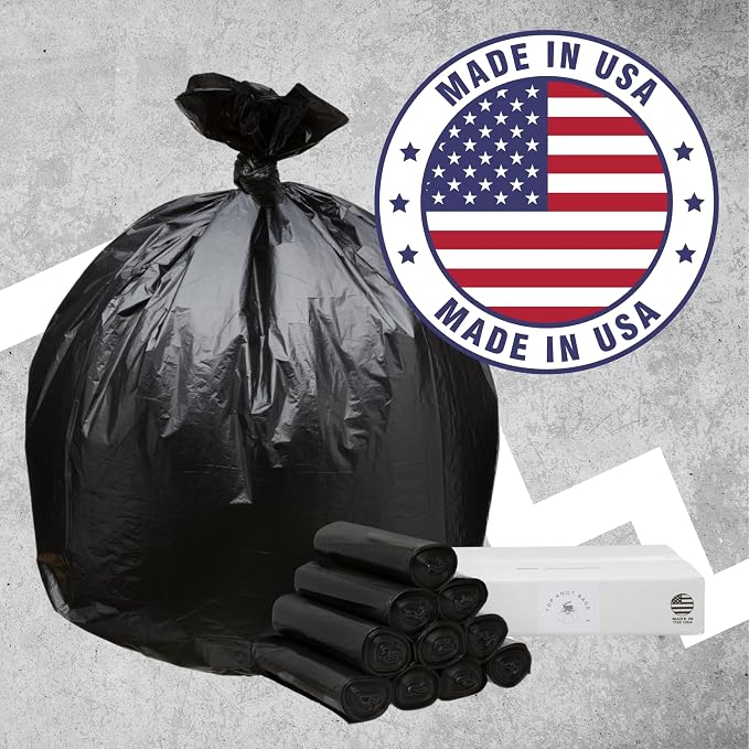 Top Knot Bags 45 Gallon Garbage Trash Bag 40X46" 1.5 Mil Black 100 Count Can - Image 5