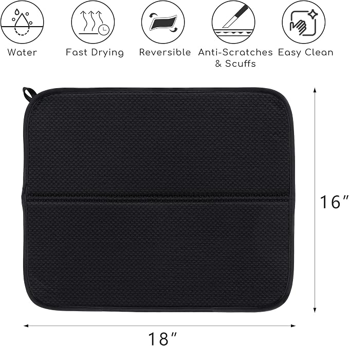 FRESHMINT Dish Drying Mats 2 Pack, Ultra Absorbent, Microfiber, Washable & - Image 3