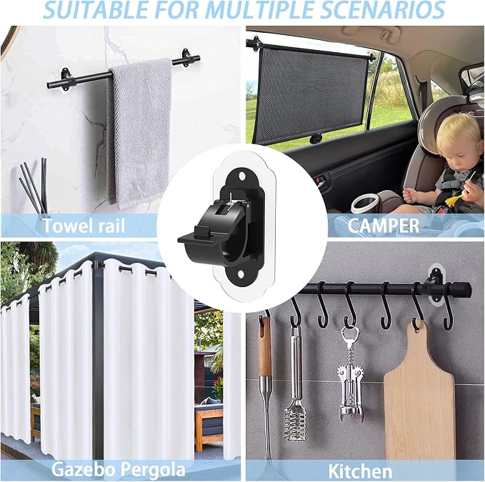 No Drill Curtain Rod Brackets， No Drill Needed Curtain Rod Holders, Adhesive - Image 4