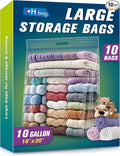 HIBAG 10 Gallon Large Storage Bags, 18” x 20” Resealable Clear Bags by HIBAG