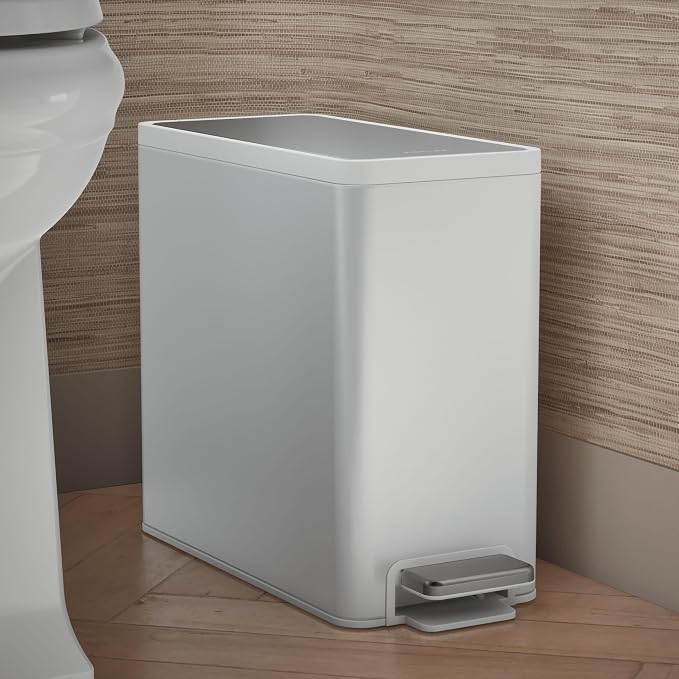 Kohler 20957-STW 2.5 Gallon Slim Step Trash Can, Bathroom Trash Can - Image 2